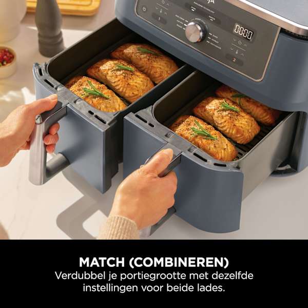 Ninja Dual Zone Airfryer met 2 lades en 6 functies - 9.5L - DZ400EUCYD - Marineblauw