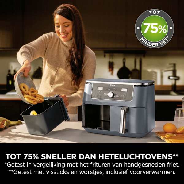 Ninja Dual Zone Airfryer met 2 lades en 6 functies - 9.5L - DZ400EUCYD - Marineblauw