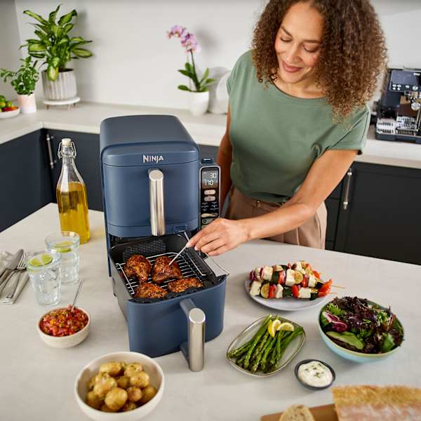 Ninja Double Stack Airfryer XXL - met 2 lades en Smart Cook 9,5L - Marineblauw - SL451EU