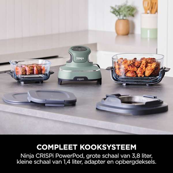 Ninja CRISPi 4-in-1 Airfryer met glazen vershoudschalen - Groen - FN101EUSG