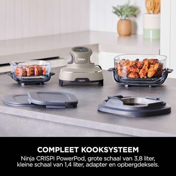 Ninja CRISPi 4-in-1 Airfryer met glazen vershoudschalen - Grijs - FN101EUST