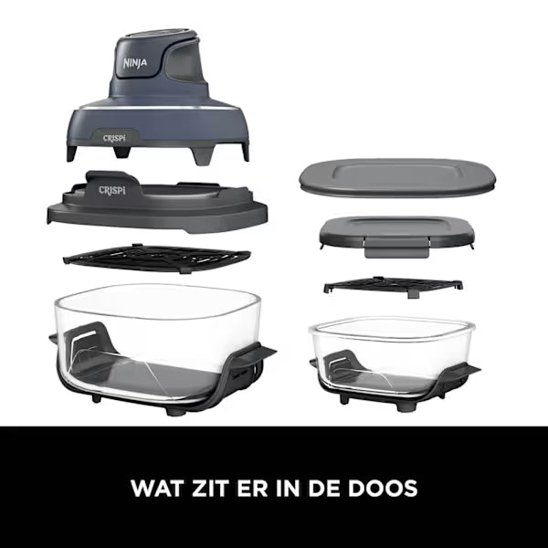 Ninja CRISPi 4-in-1 Airfryer met glazen vershoudschalen - Antraciet - FN101EUGY