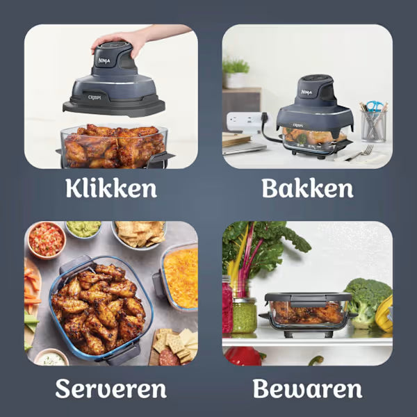 Ninja CRISPi 4-in-1 Airfryer met glazen vershoudschalen - Antraciet - FN101EUGY