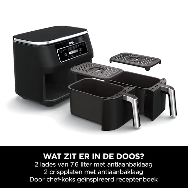 Ninja Foodi Dual Zone Airfryer met 2 lades en 4 functies - 7.6L - AF200EU