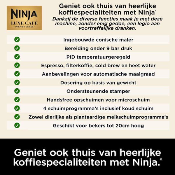 Ninja Luxe Café Premier Espresso Machine - Zwart - ES601EUBK