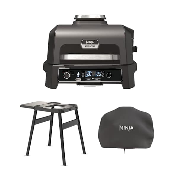 Ninja Woodfire Pro XL Electric BBQ Grill & Smoker (OG850EU) - bundel inclusief Standaard en Afdekhoes